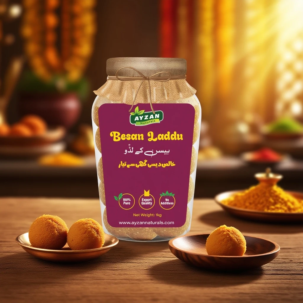 Pure Desi Ghee Besan Laddu – Energy-Rich Traditional Sweet | 100% Natural
