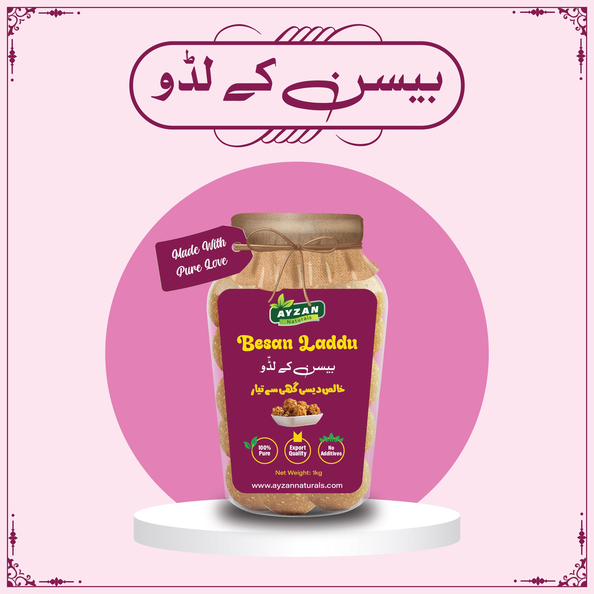 Pure Desi Ghee Besan Laddu – Energy-Rich Traditional Sweet | 100% Natural