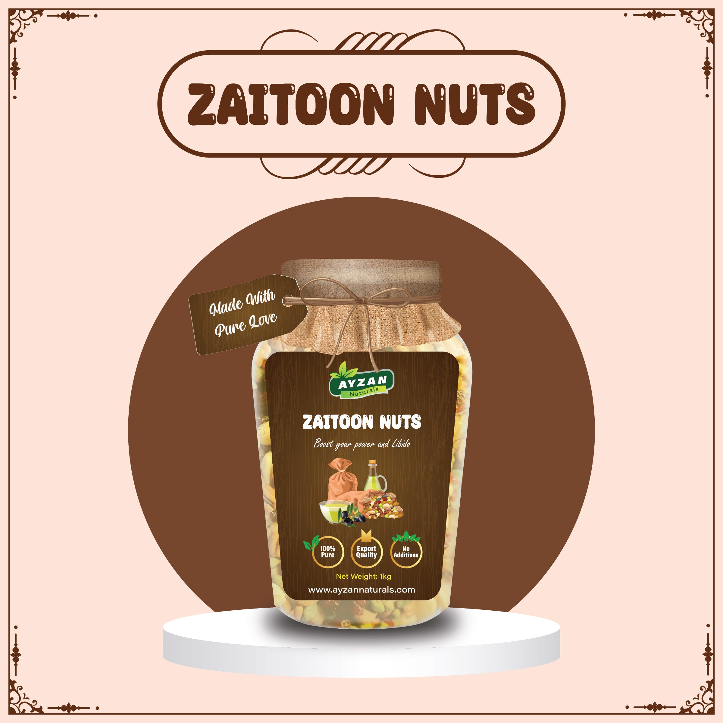 Premium Zaitoon Nuts – Olive Oil Infused Energy & Vitality Blend | 100% Pure