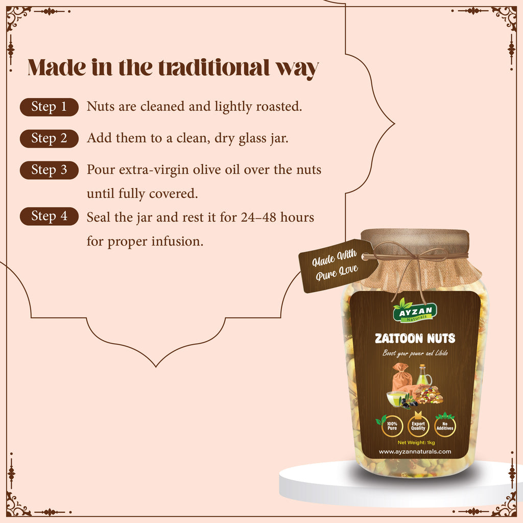 Premium Zaitoon Nuts – Olive Oil Infused Energy & Vitality Blend | 100% Pure