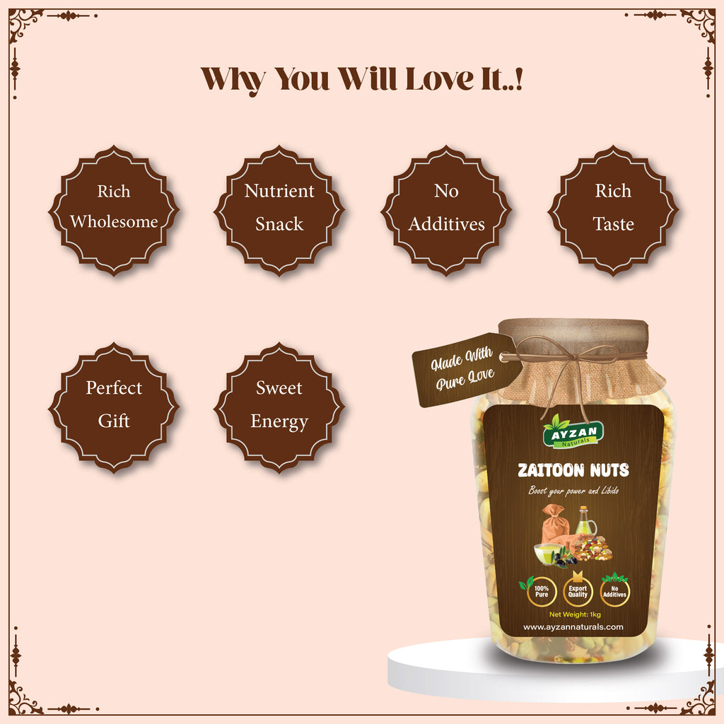 Premium Zaitoon Nuts – Olive Oil Infused Energy & Vitality Blend | 100% Pure
